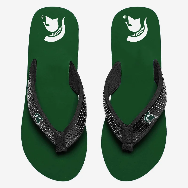 Michigan State Spartans Womens Sequin Flip Flop