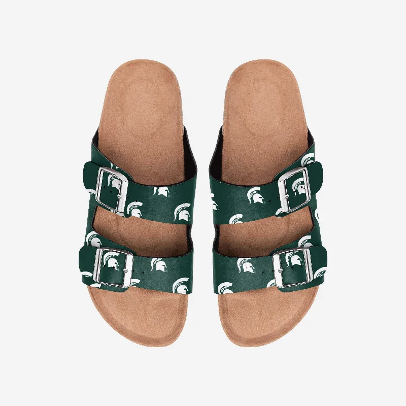 Michigan State Spartans Womens Team Logo Double Buckle Sandal