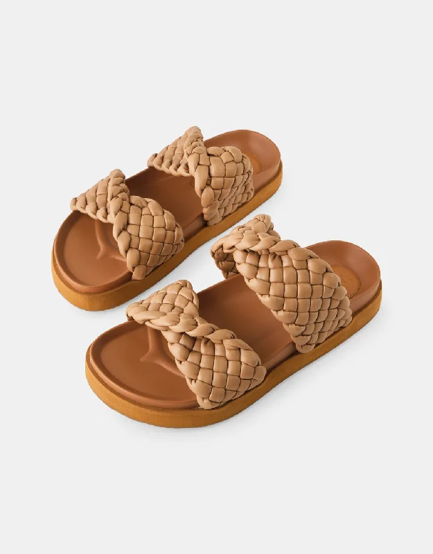 Mim Leather Slides - Light Tan