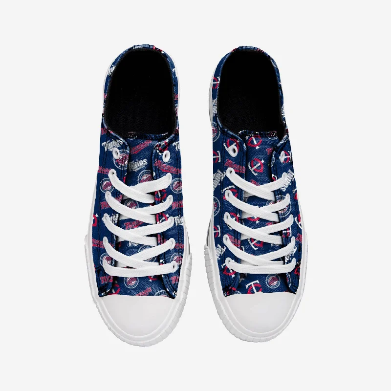 Minnesota Twins Womens Low Top Repeat Print Canvas Shoe