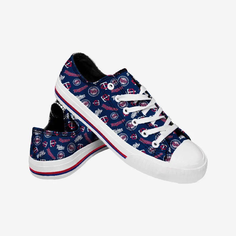 Minnesota Twins Womens Low Top Repeat Print Canvas Shoe