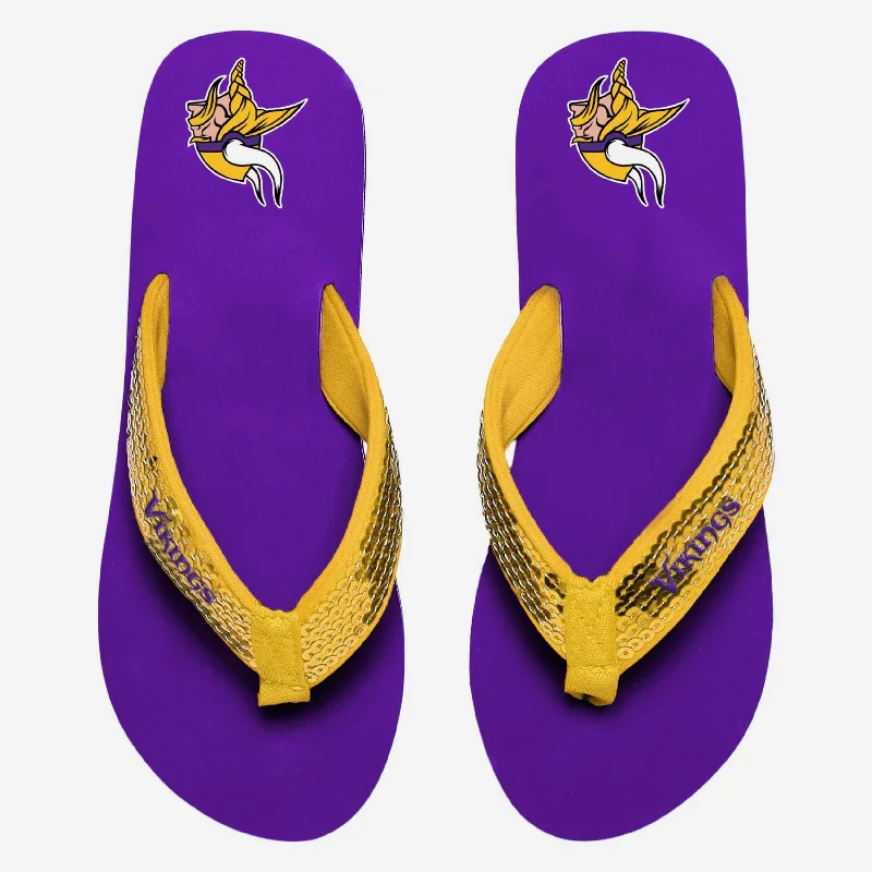 Minnesota Vikings Womens Sequin Flip Flop