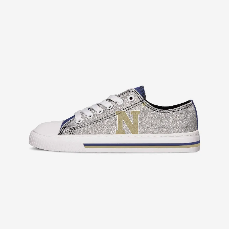 Navy Midshipmen Womens Glitter Low Top Canvas Shoe