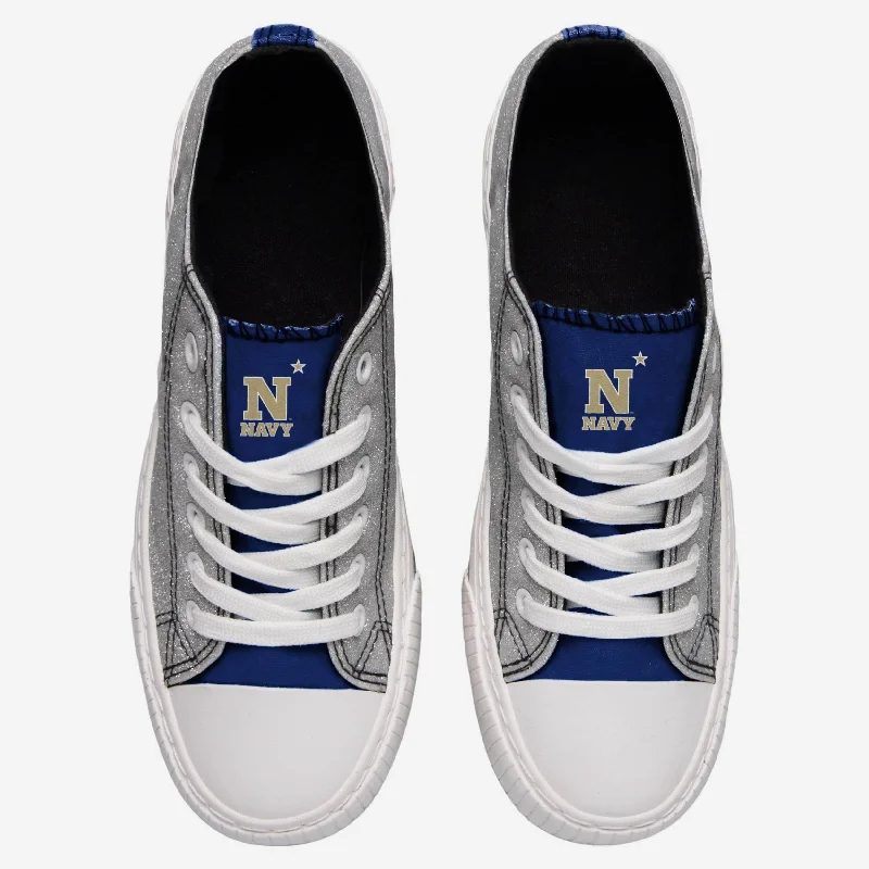 Navy Midshipmen Womens Glitter Low Top Canvas Shoe