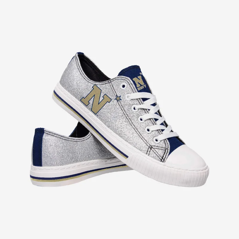 Navy Midshipmen Womens Glitter Low Top Canvas Shoe