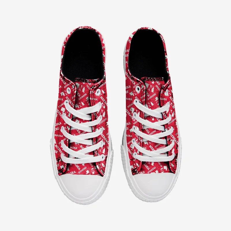 Nebraska Cornhuskers Womens Low Top Repeat Print Canvas Shoe