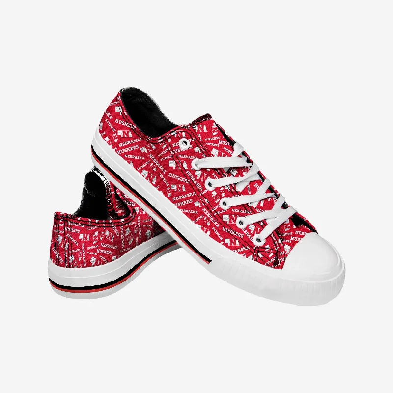 Nebraska Cornhuskers Womens Low Top Repeat Print Canvas Shoe