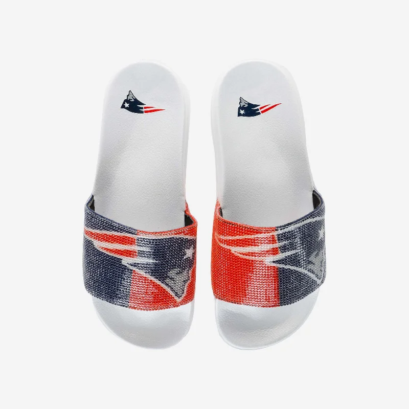 New England Patriots Womens Big Logo Shimmer Slide