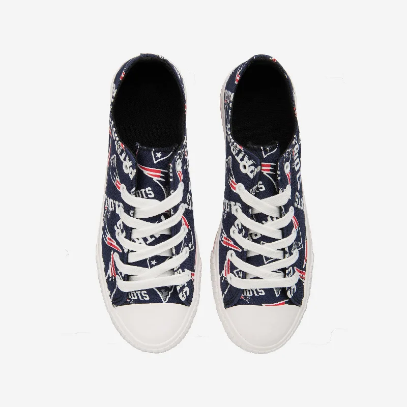 New England Patriots Womens Low Top Repeat Print Canvas Shoe