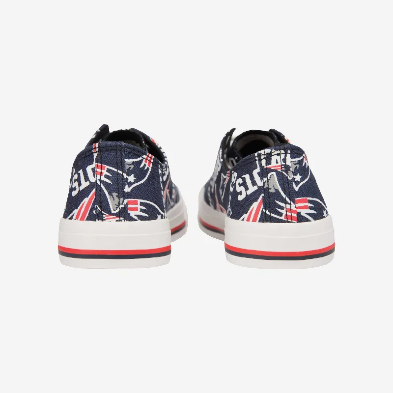 New England Patriots Womens Low Top Repeat Print Canvas Shoe