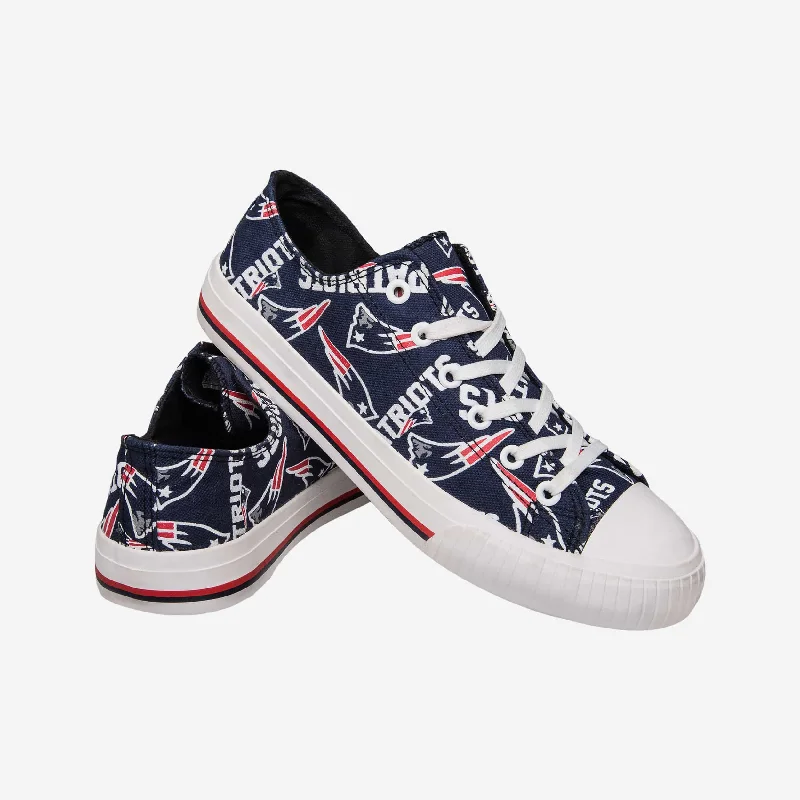 New England Patriots Womens Low Top Repeat Print Canvas Shoe