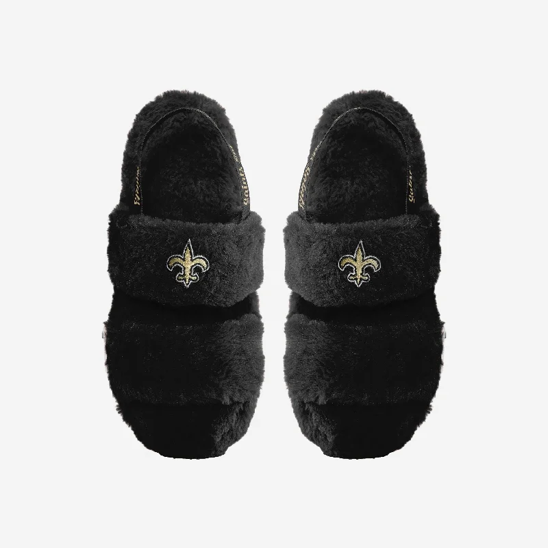 New Orleans Saints Womens Heel Strap Wordmark Fur Slide