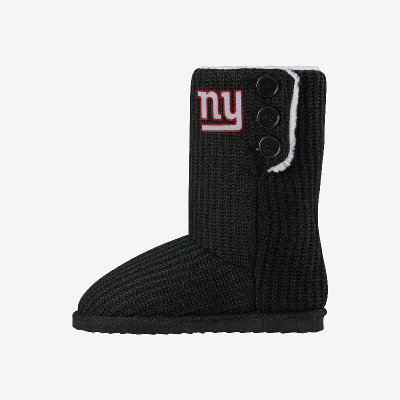 New York Giants Knit High End Button Boot Slipper