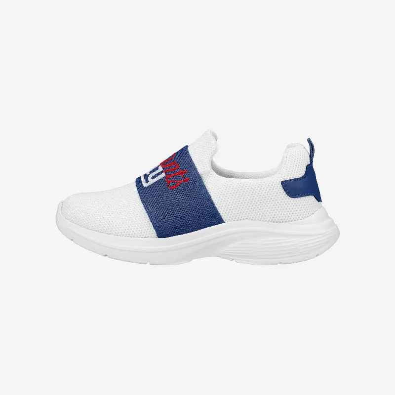 New York Giants Womens Script Wordmark White Slip On Sneakers