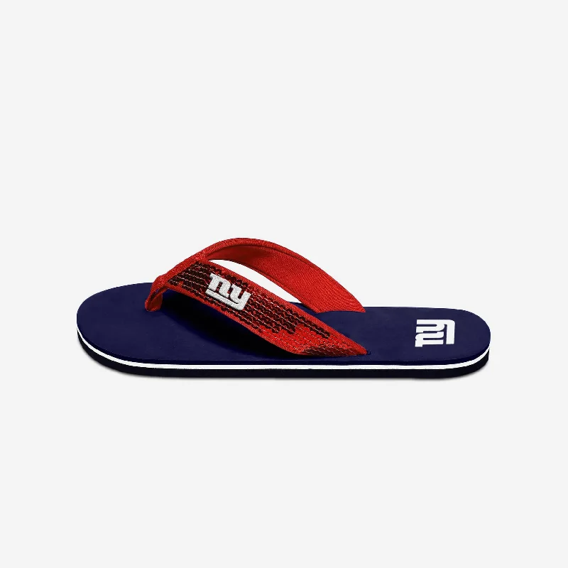 New York Giants Womens Sequin Flip Flop