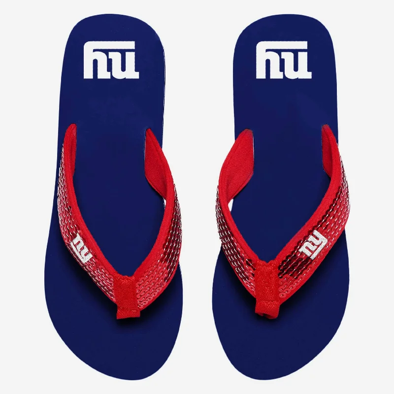 New York Giants Womens Sequin Flip Flop