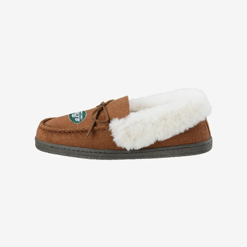 New York Jets Womens Tan Moccasin Slipper