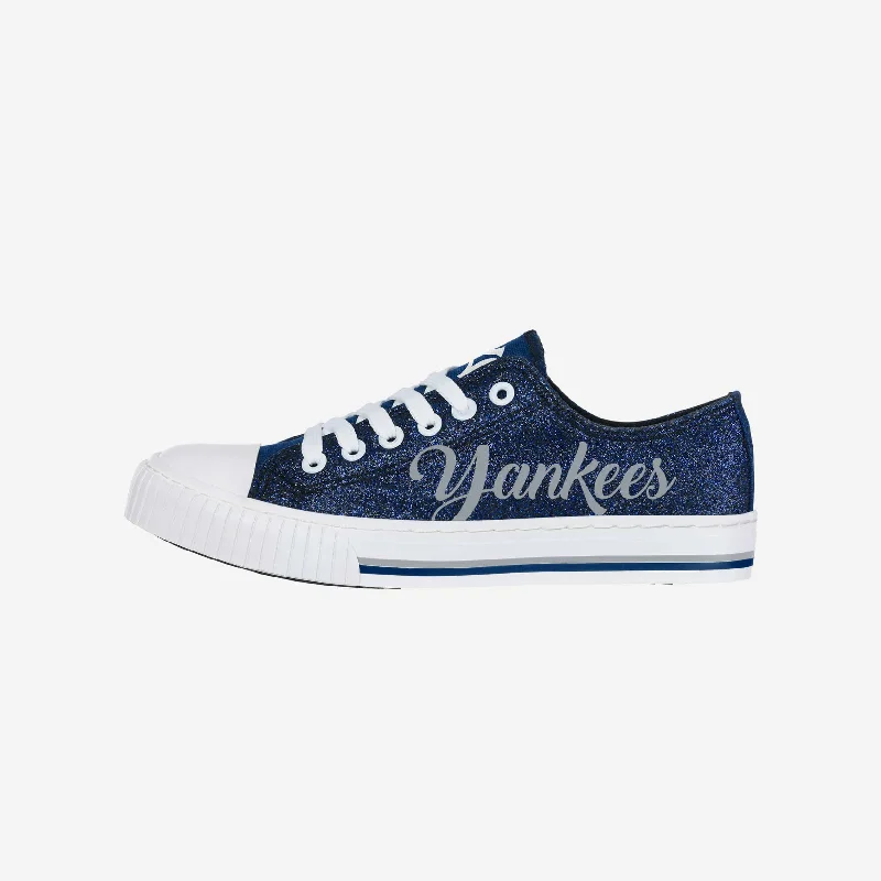 New York Yankees Womens Color Glitter Low Top Canvas Shoes