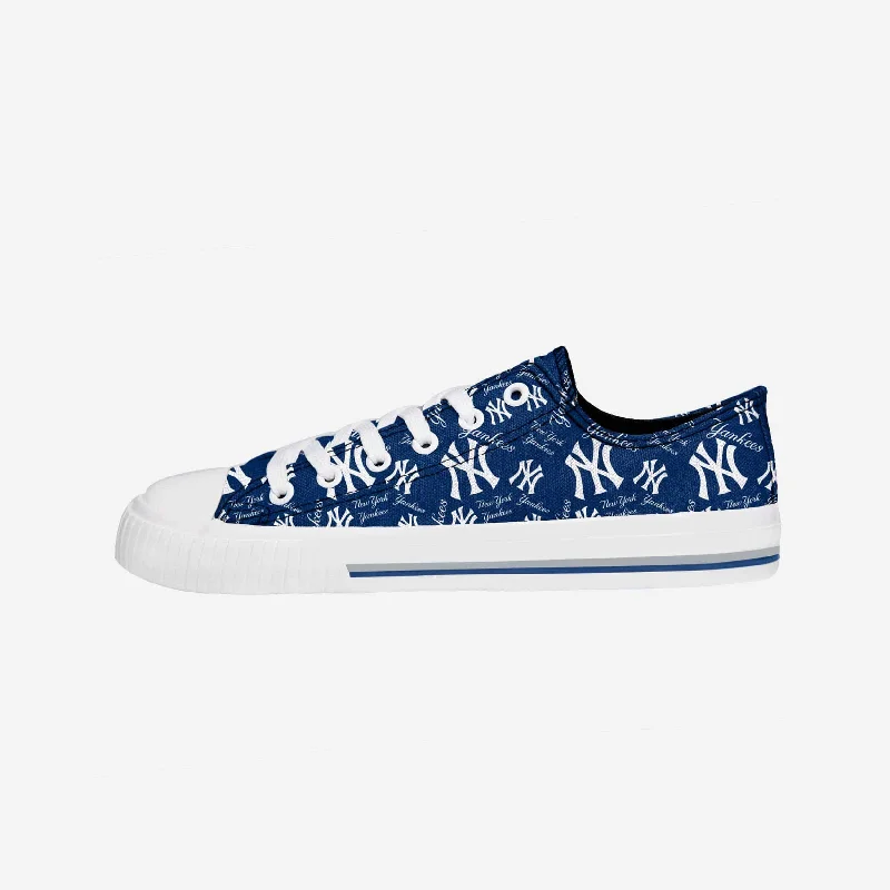 New York Yankees Womens Low Top Repeat Print Canvas Shoe