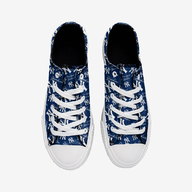 New York Yankees Womens Low Top Repeat Print Canvas Shoe