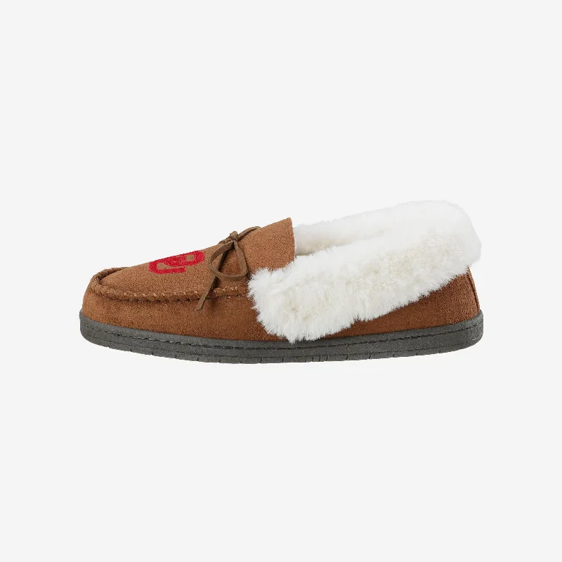 Oklahoma Sooners Womens Tan Moccasin Slipper