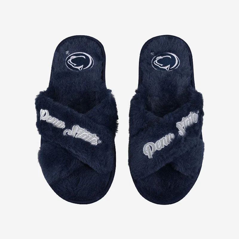 Penn State Nittany Lions Womens Script Wordmark Fur Cross Slide