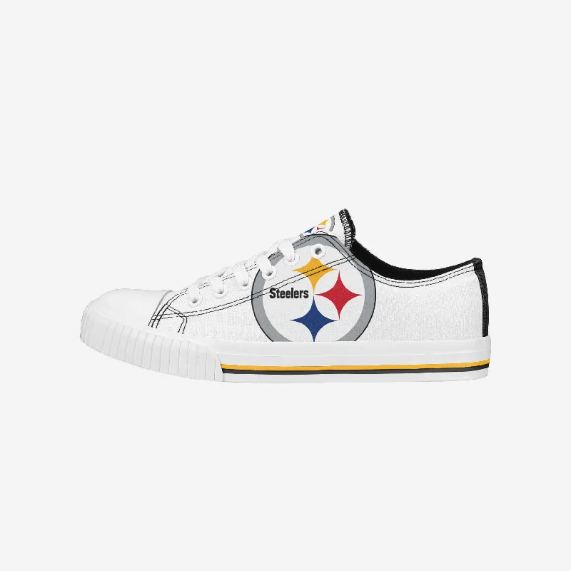 Pittsburgh Steelers Womens Big Logo Low Top White Canvas Shoes