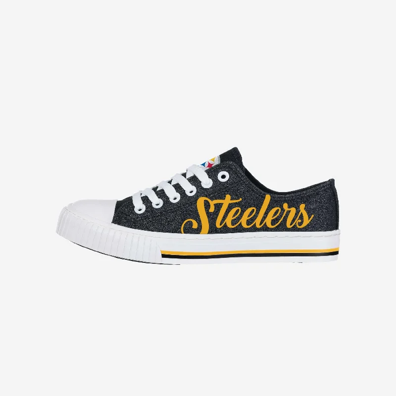 Pittsburgh Steelers Womens Color Glitter Low Top Canvas Shoes