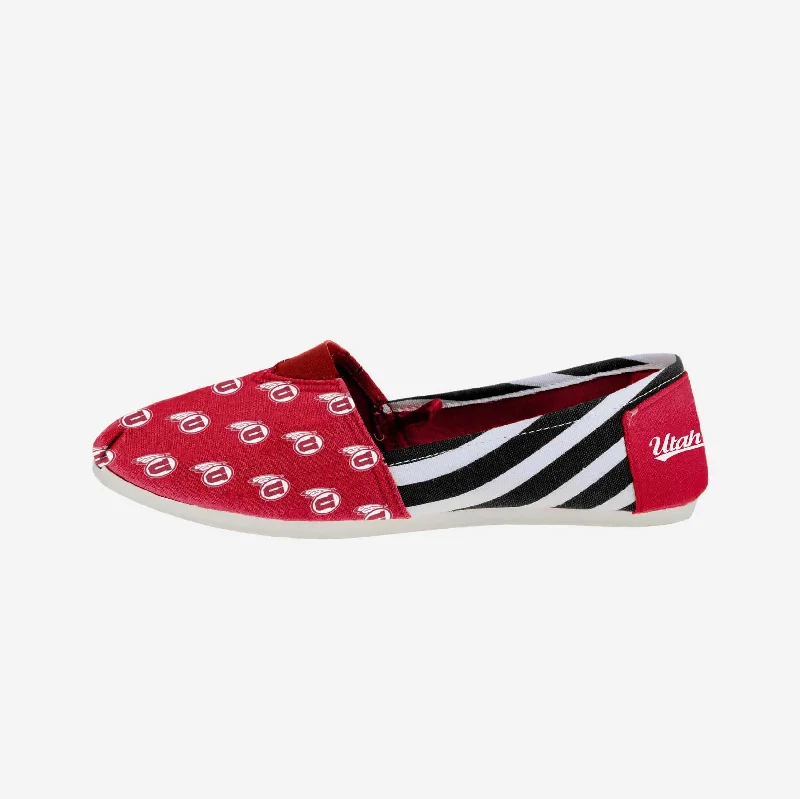 Utah Utes Womens Stripe Canvas Shoe