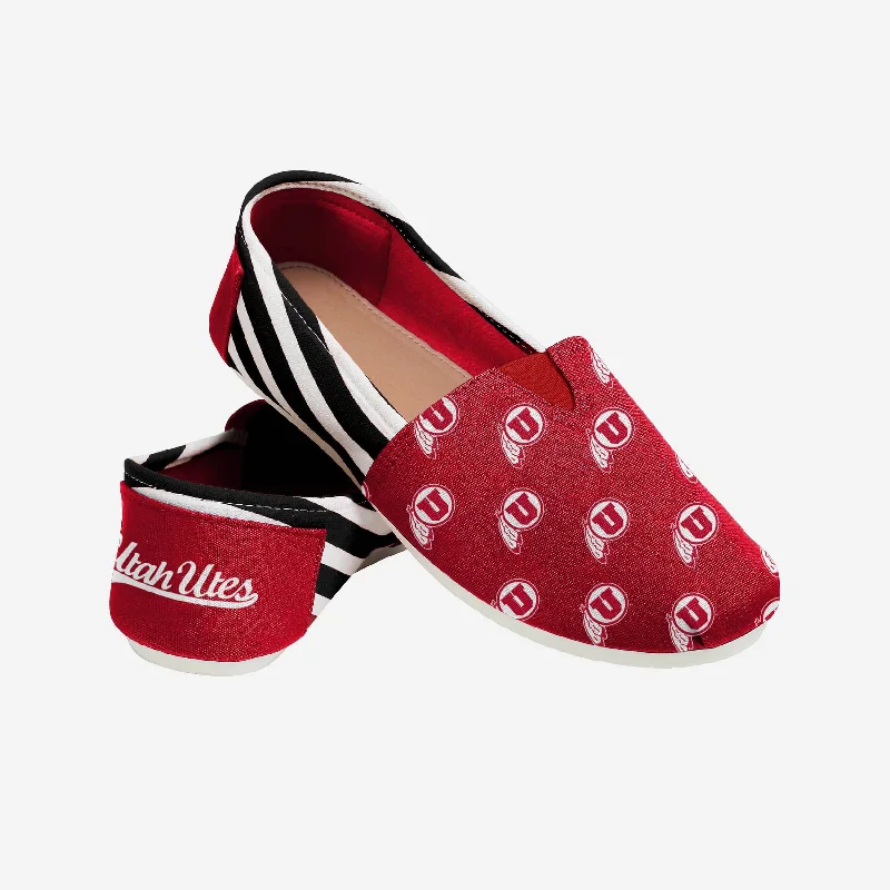 Utah Utes Womens Stripe Canvas Shoe