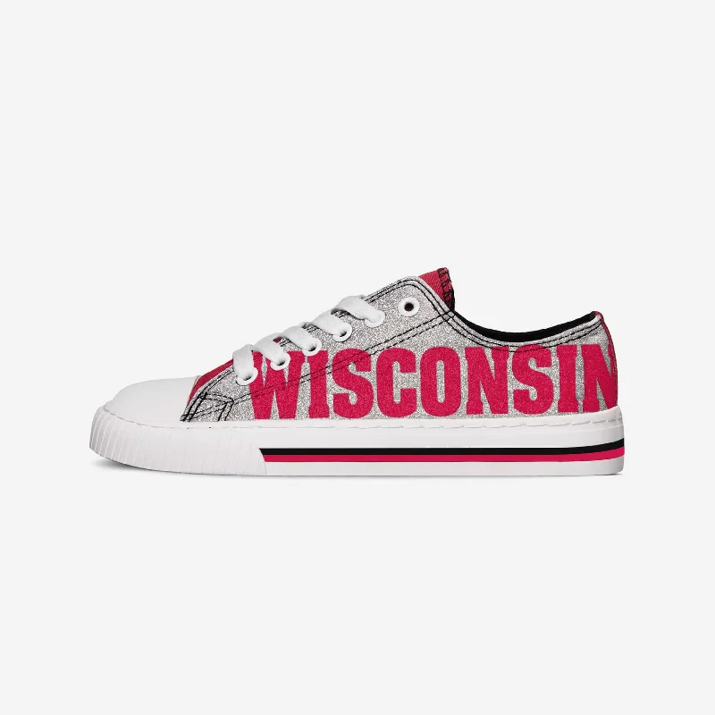 Wisconsin Badgers Womens Glitter Low Top Canvas Shoe