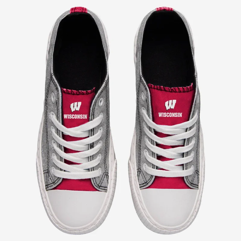 Wisconsin Badgers Womens Glitter Low Top Canvas Shoe