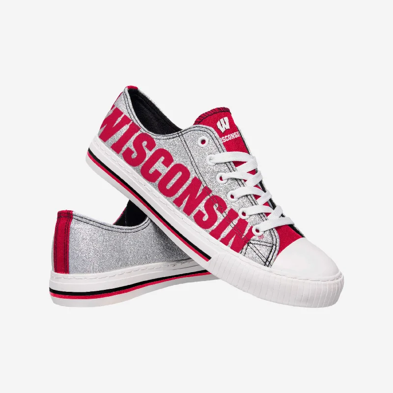 Wisconsin Badgers Womens Glitter Low Top Canvas Shoe