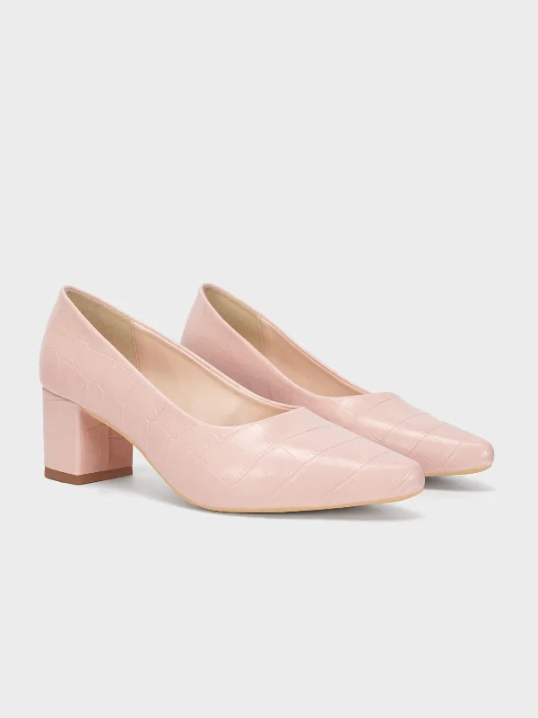 Women's ""KIENNA"" Textured Block Heel Courts